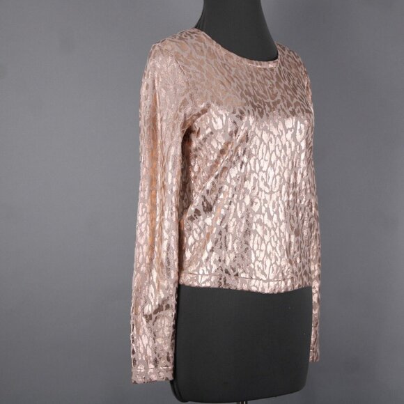 Jennifer Lopez $58 Gilded Glamour Sz M Pink Metallic Animal Print Cotton Top - Picture 6 of 16